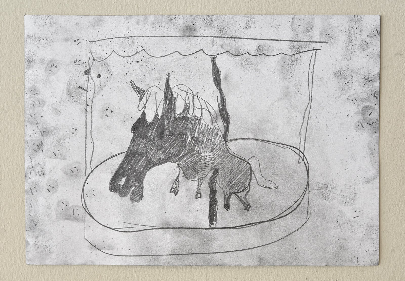 Graphite drawing of carousel horse
