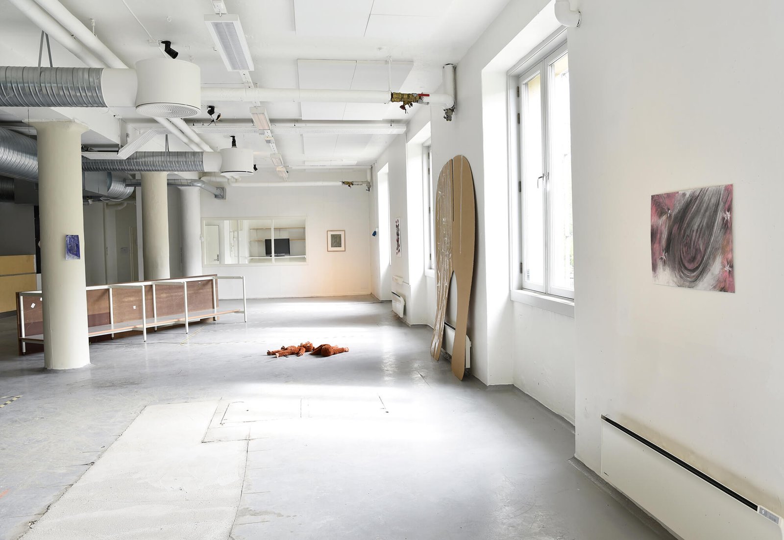 Group exhibition view with drawings