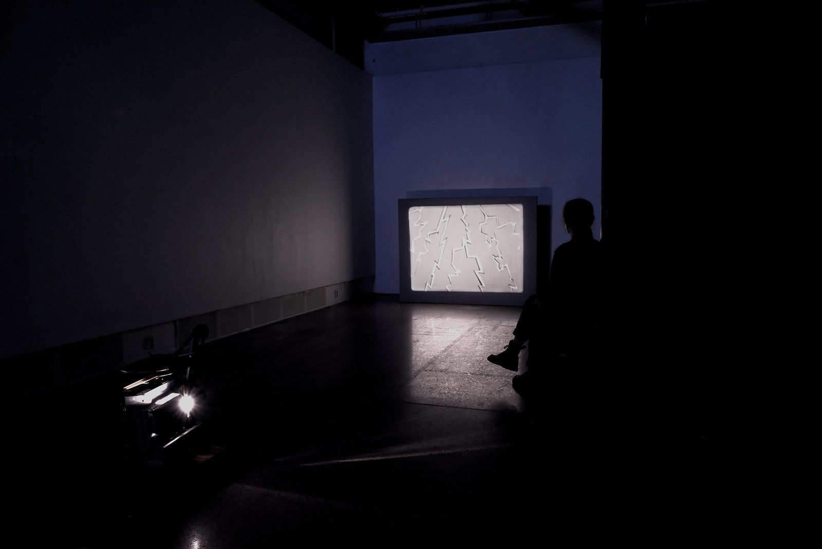 Lightning animation in 16mm film installation by Anna Clawson