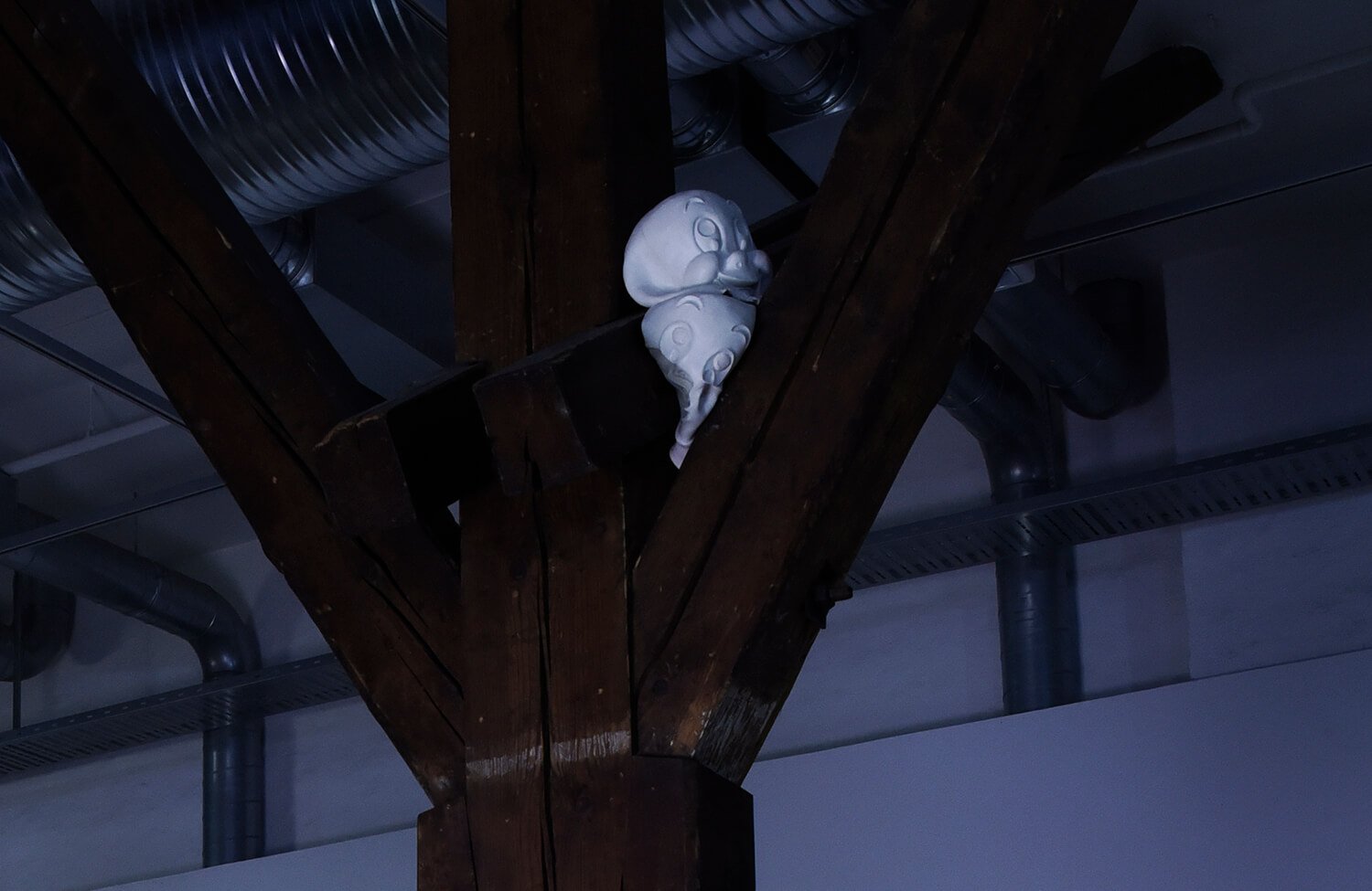 Silicone masks sculpture referencing Casper the Friendly Ghost by Anna Clawson